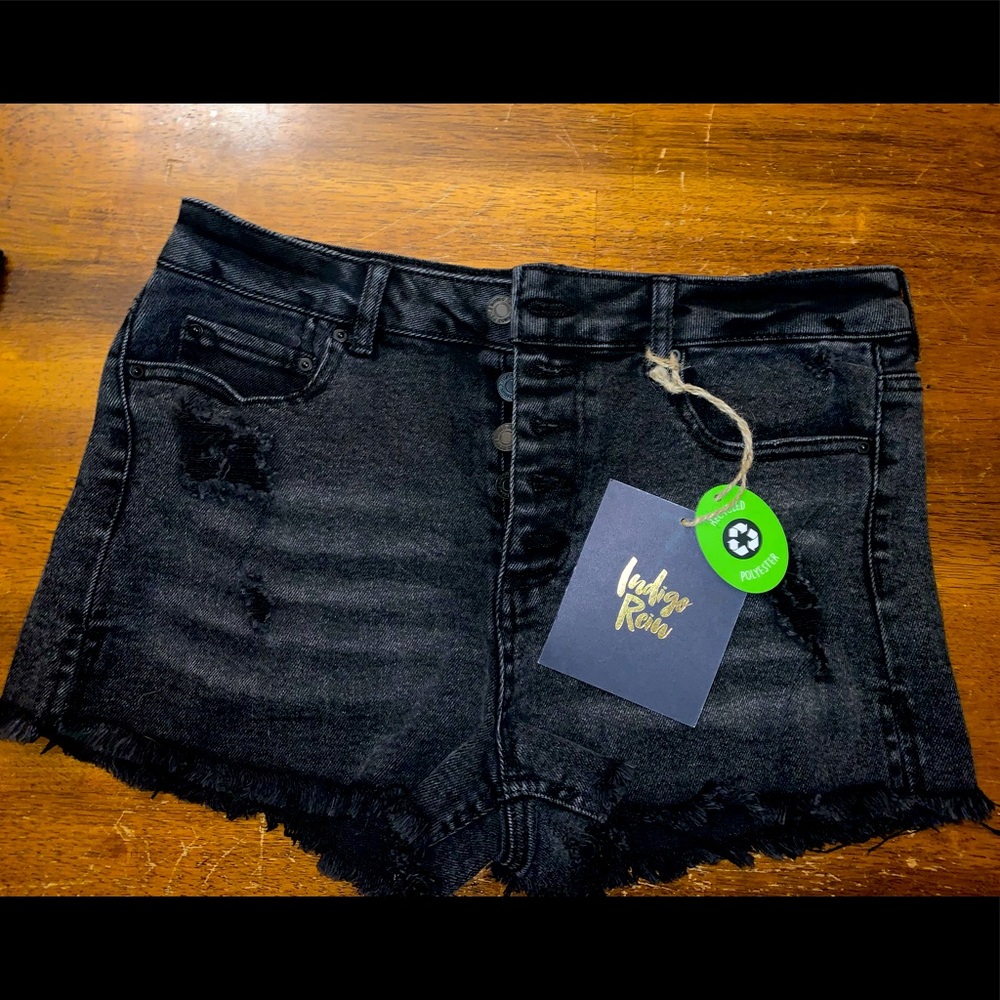 Brand new black shorts with buttons up the front